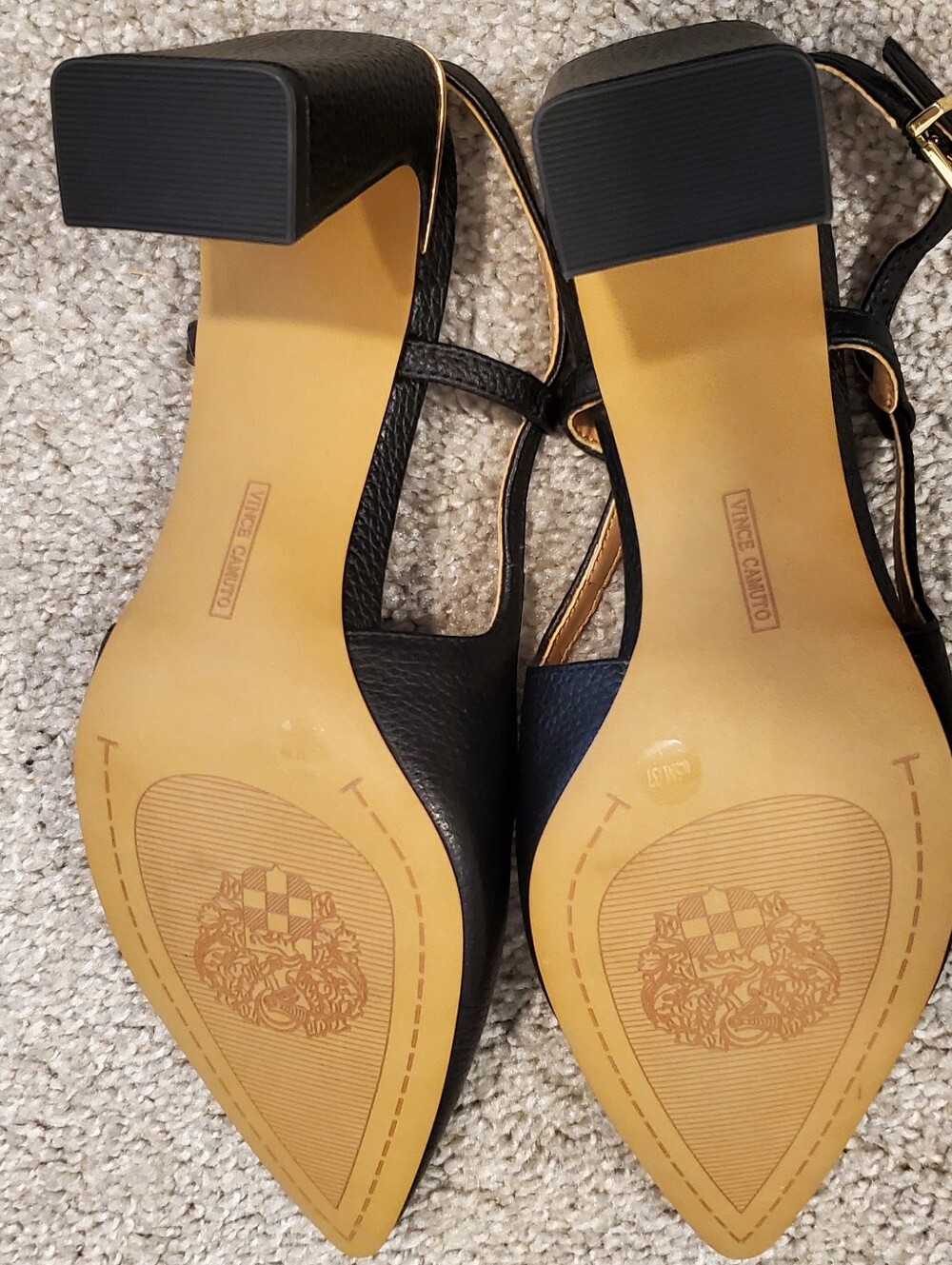 Black Leather Pointed-Toe Slingback Pumps - Women Size 6.5 - Picture 4 of 5